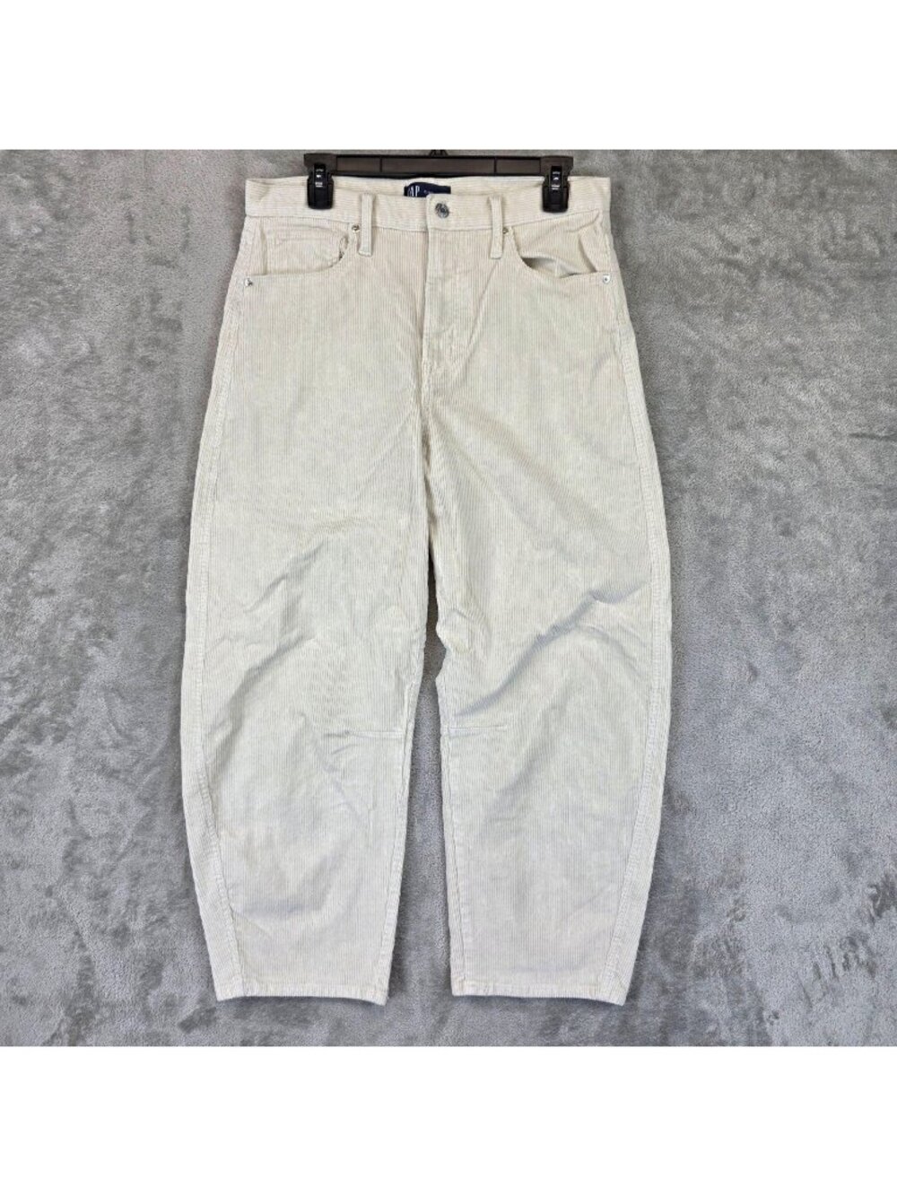 Gap Barrel Cord Chino Pants Womens 10 Beige Corduroy Tapered Relaxed Stretch